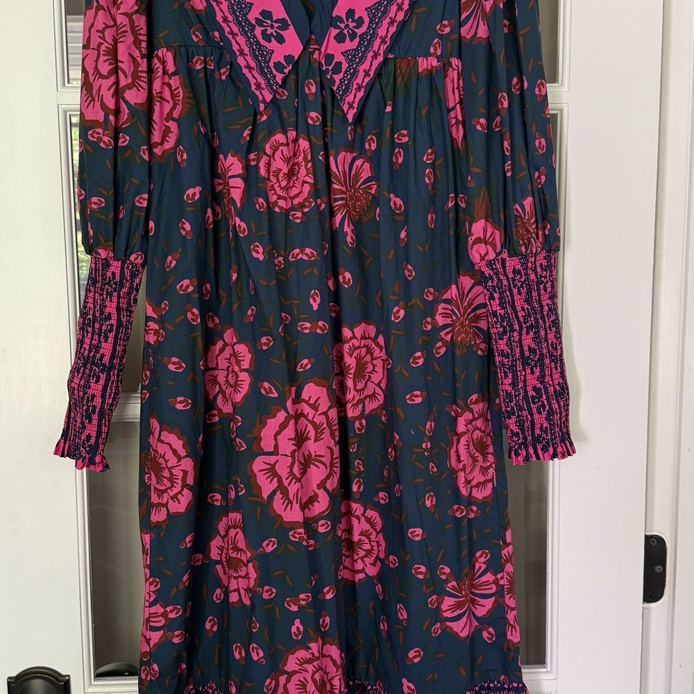FARM Rio x Anthropologie Puff Sleeve V-neck Midi Dress